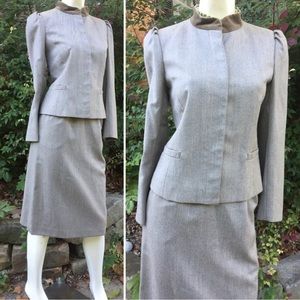 Vintage Forester of Boston Mad Men Skirt Suit With Velvet Trim Collar